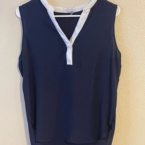 Navy and White Blouse